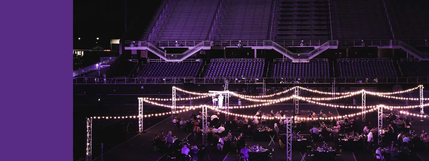 People having a party on the football field